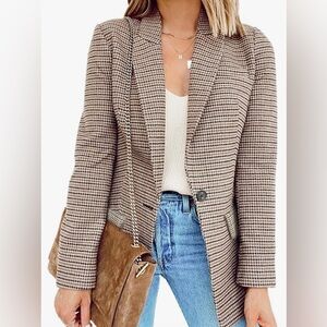 Large, Asvivid Plaid Turn Down Lapel Open Front Blazers for Women Office One